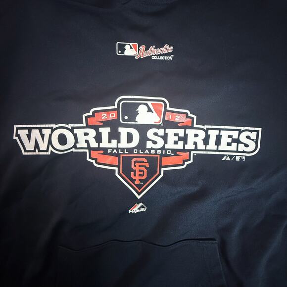 2012 MLB World Series Giants Hoodie Medium Majestic Therma Base Authentic - Picture 5 of 7